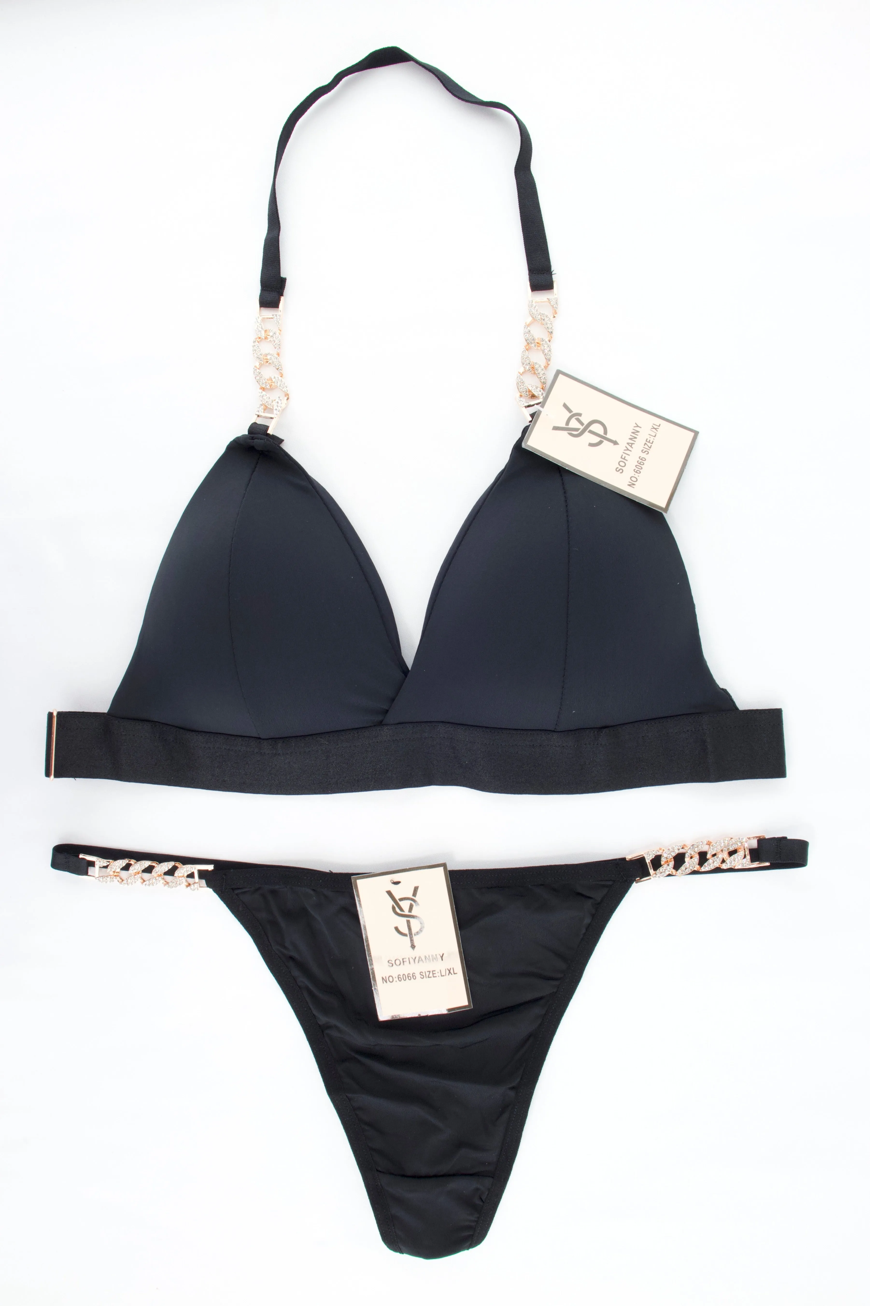COORDINADO BRALETTE HALTER Y TANGA 6066