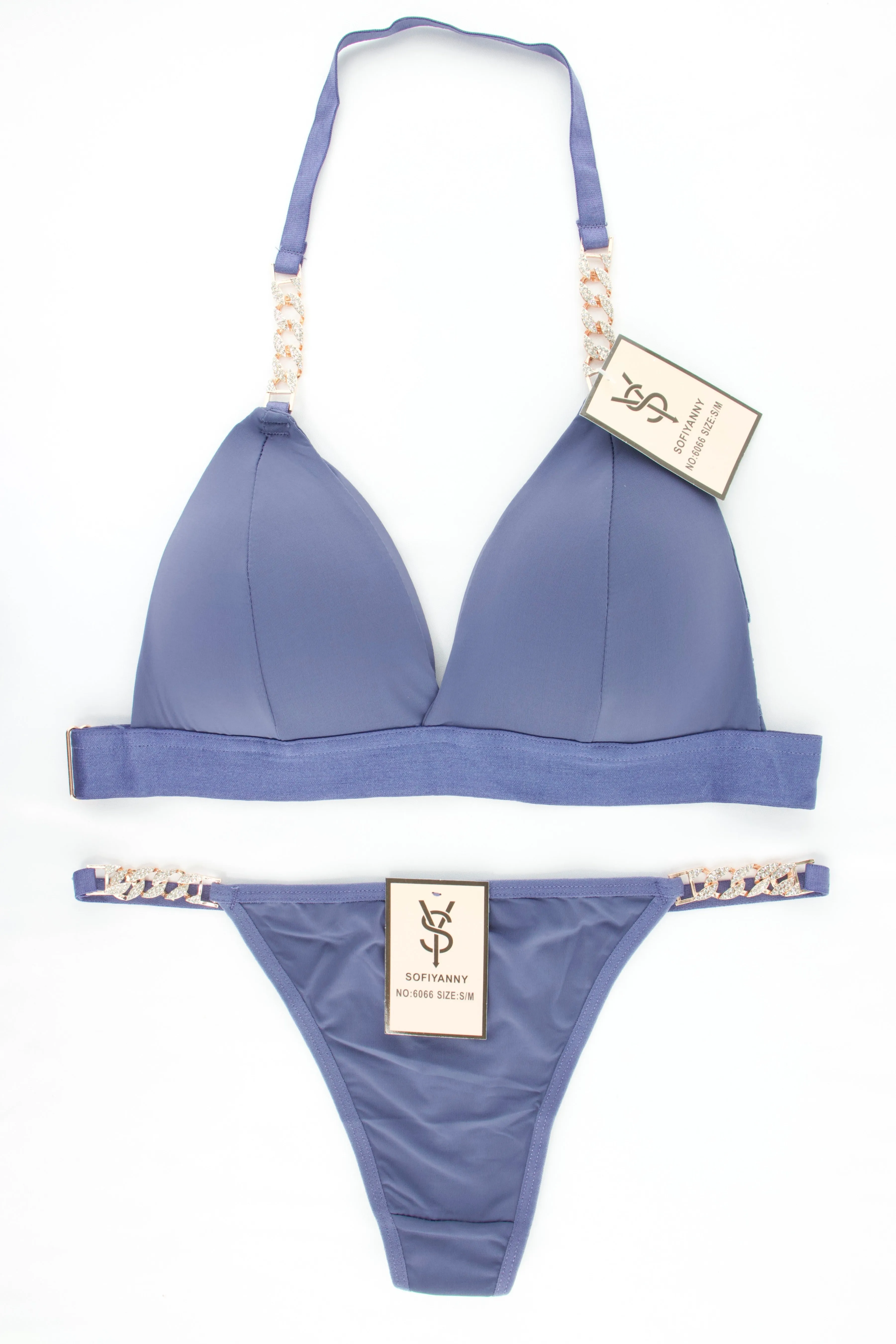 COORDINADO BRALETTE HALTER Y TANGA 6066