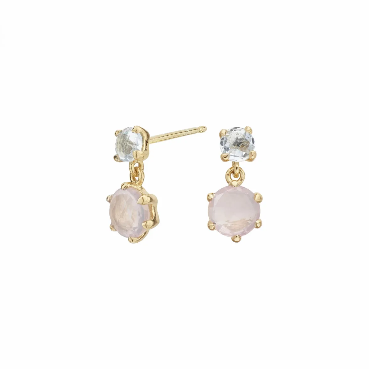 DIAMONFIRE PENDIENTES PLATA ACABADO ORO CUARZO ROSA  ITEMPORALITY