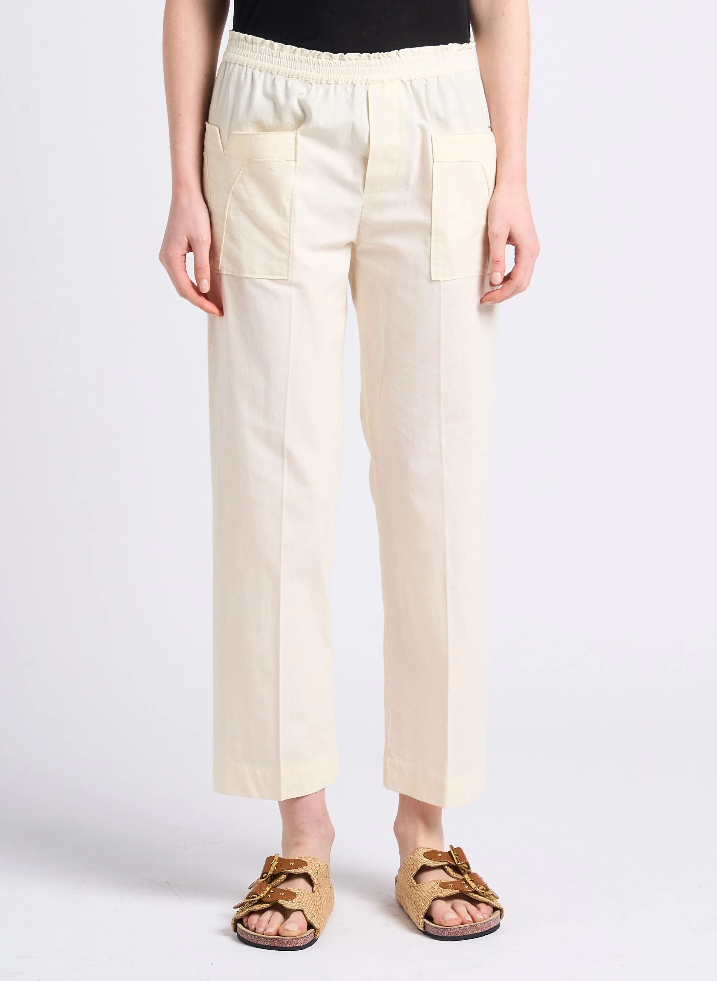 ELUGO  PANTALóN RECTO DE ALGODóN DE TALLE ALTO EN BLANCO