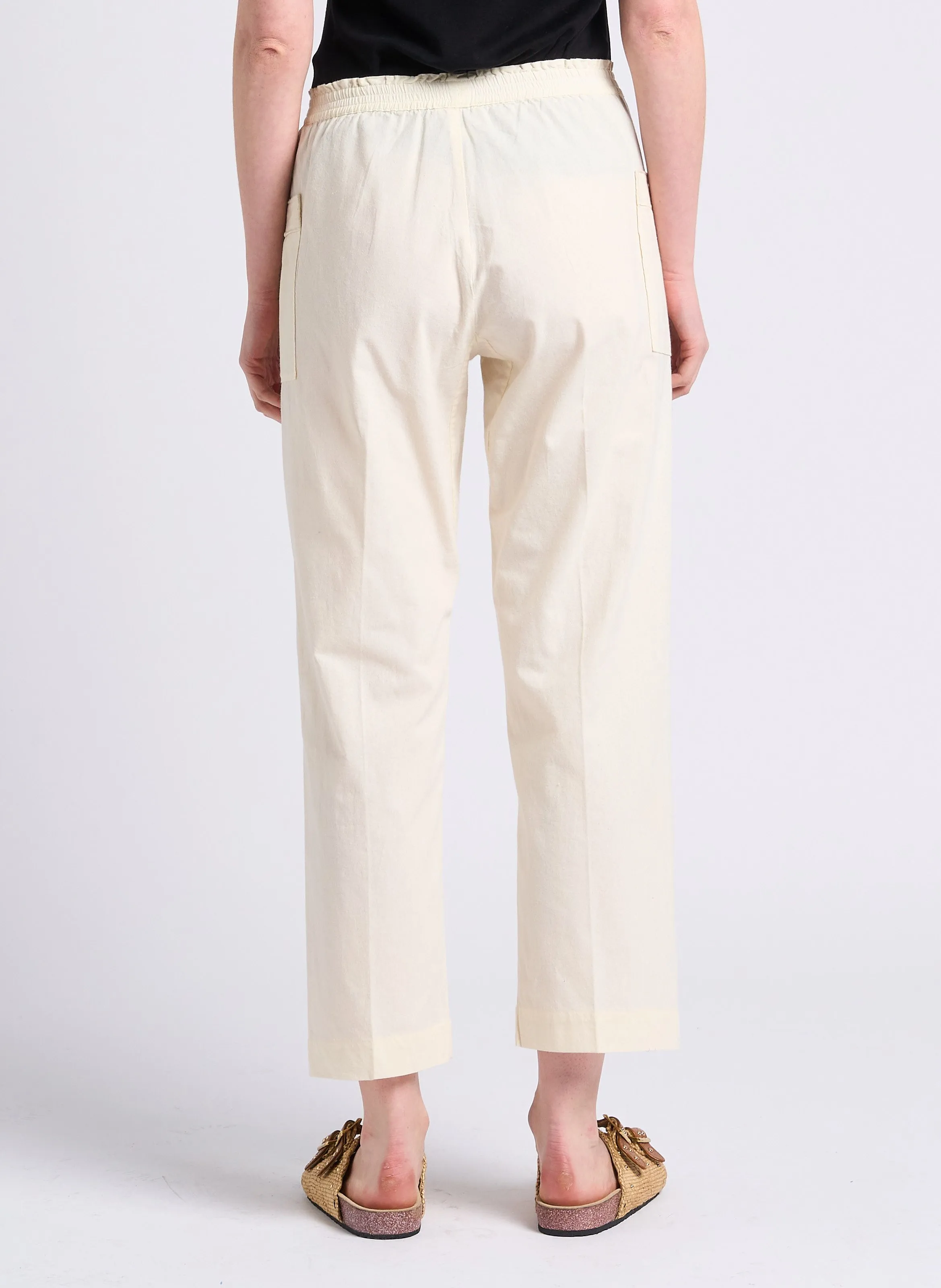 ELUGO  PANTALóN RECTO DE ALGODóN DE TALLE ALTO EN BLANCO