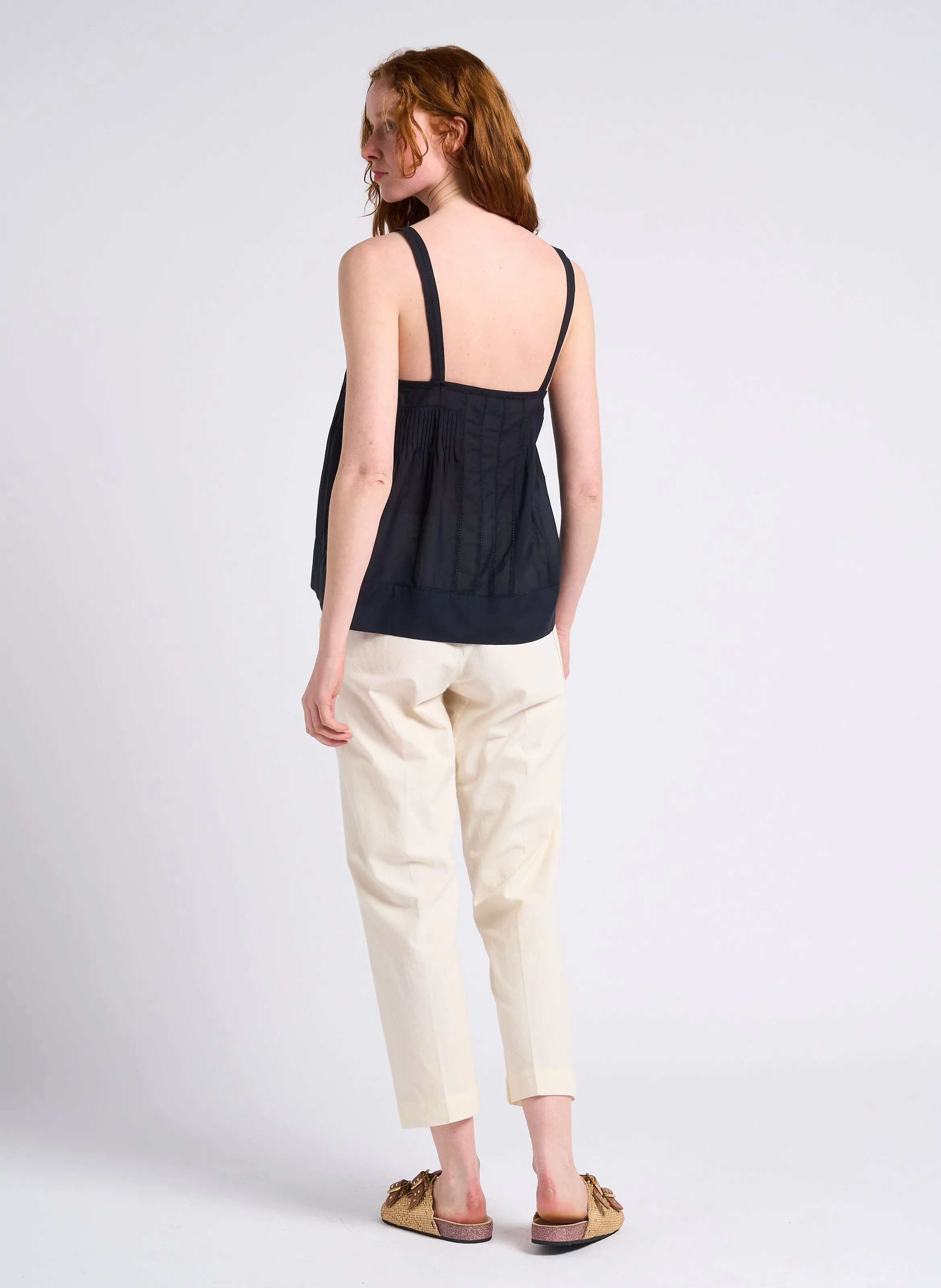 ELUGO  PANTALóN RECTO DE ALGODóN DE TALLE ALTO EN BLANCO
