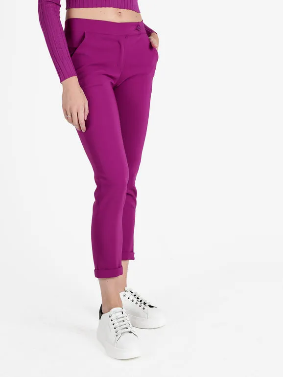 Frenetika Pantalón de mujer estilo capri con puños