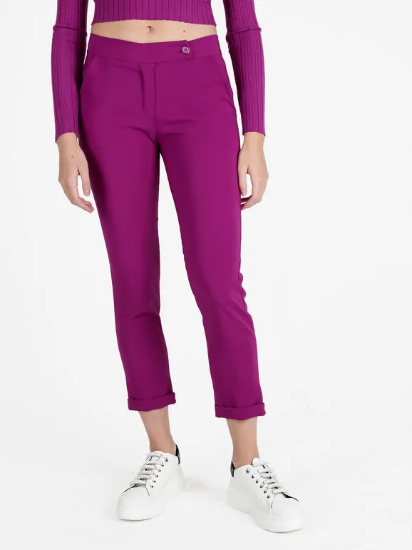 Frenetika Pantalón de mujer estilo capri con puños
