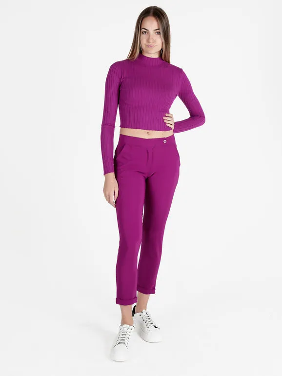 Frenetika Pantalón de mujer estilo capri con puños