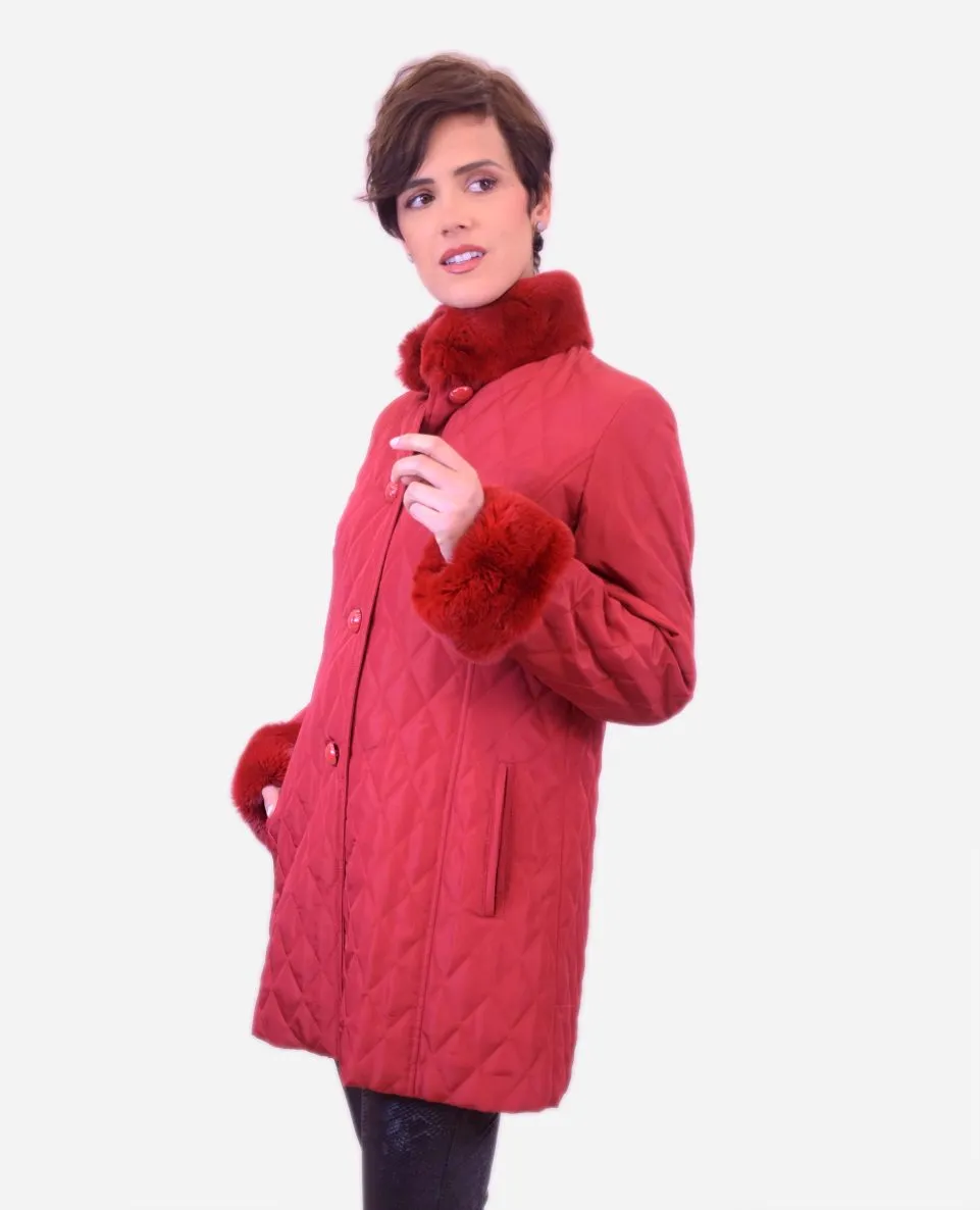 Gabardina de mujer con el forro desmontable de rex rasado