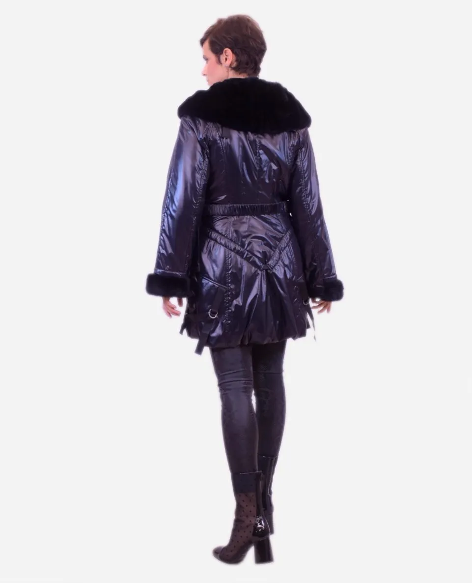 Gabardina de mujer de pelo rex rasado con forro desmontable