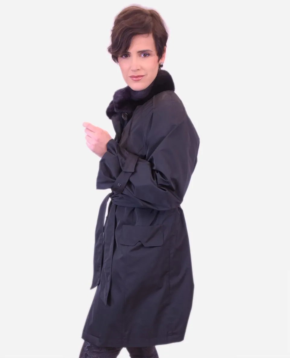 Gabardina de mujer de pelo rex rasado con forro