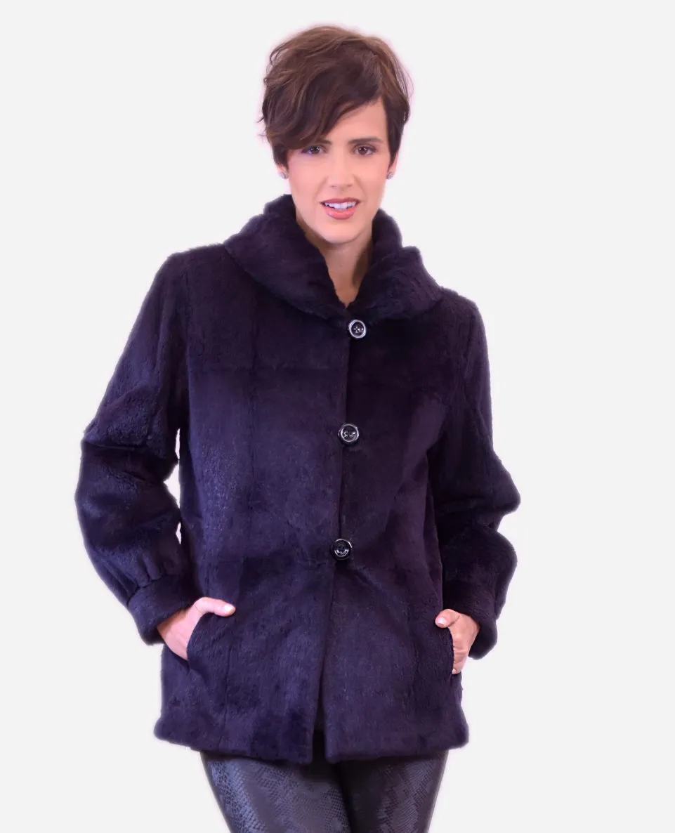 Gabardina reversible de mujer con el forro de rex rasado