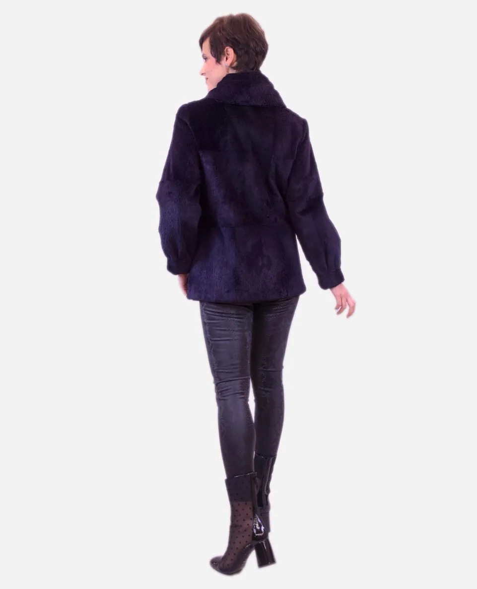 Gabardina reversible de mujer con el forro de rex rasado