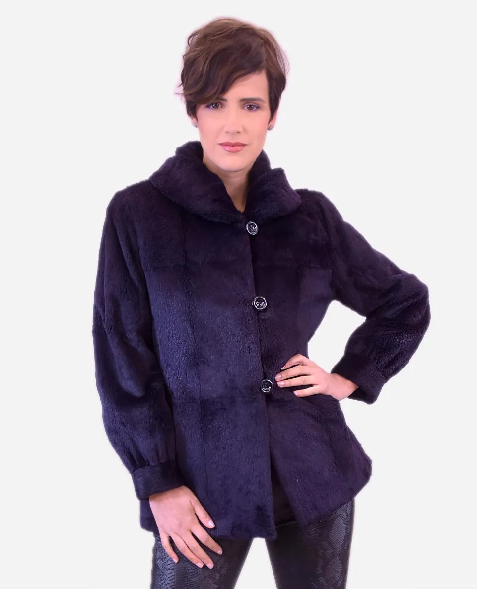 Gabardina reversible de mujer con el forro de rex rasado