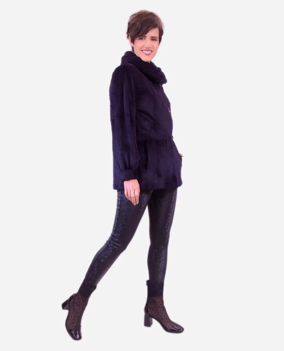 Gabardina reversible de mujer con el forro de rex rasado