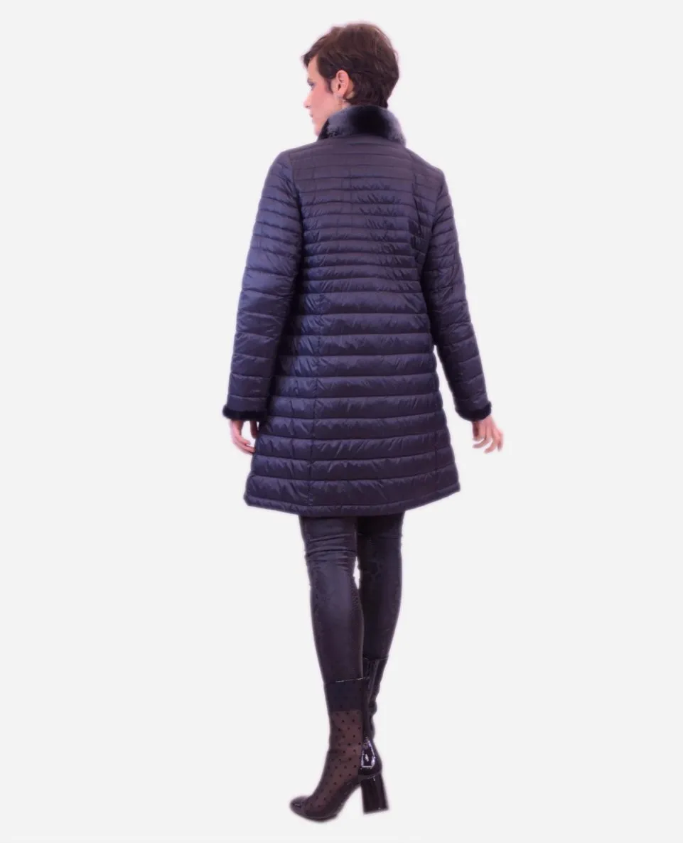 Gabardina reversible de mujer de pelo de rex rasado