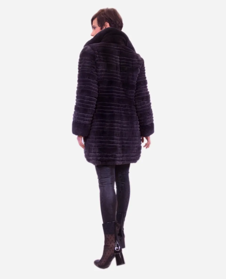 Gabardina reversible de mujer de pelo rex estilo linner