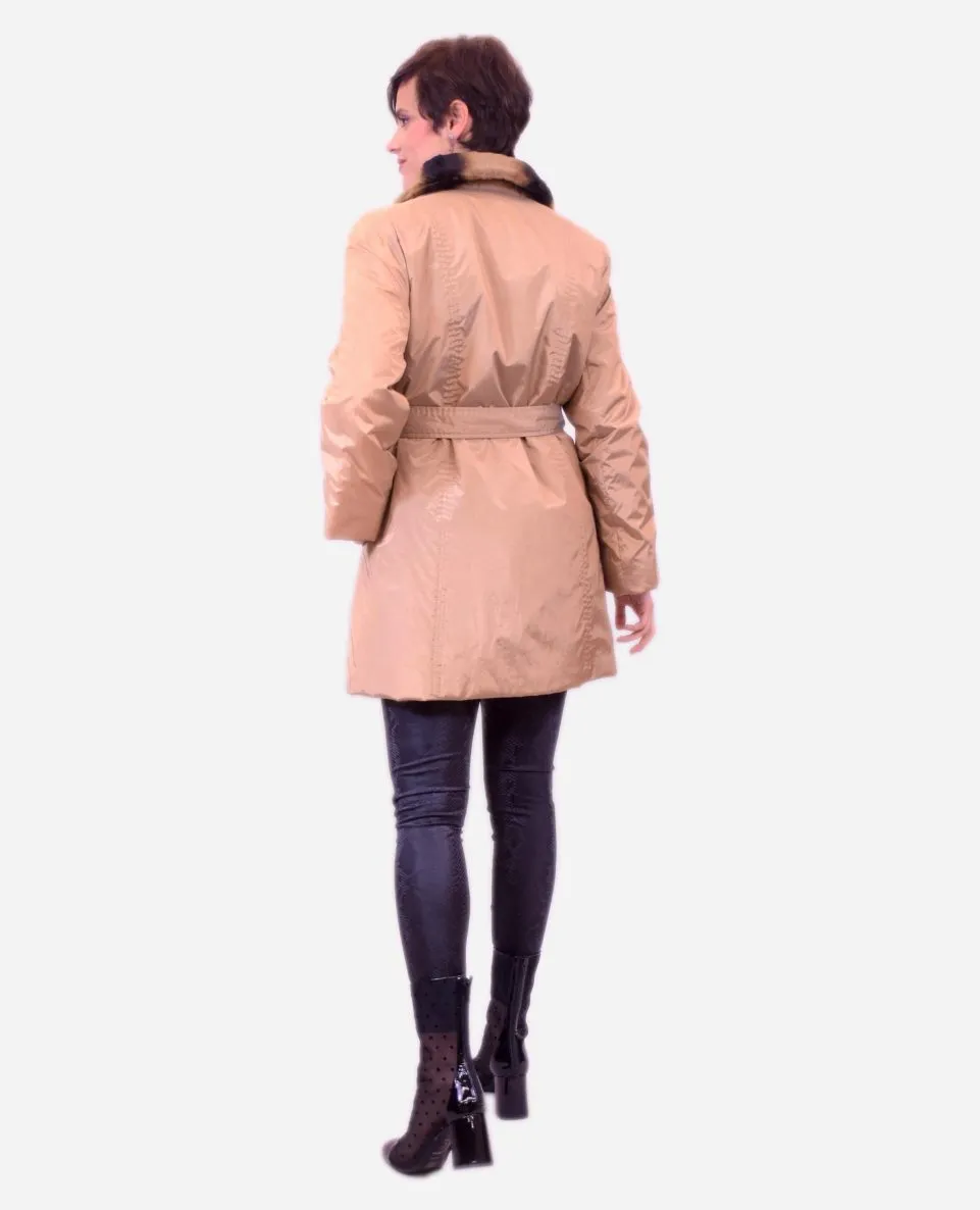 Gabardina reversible de mujer de pelo rex rasado