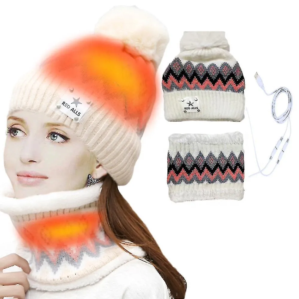 Gorro calefactado y juego de bufanda infinita 2 en 1 Usb recargable moda eléctrica sombrero cálido calentador de cuello para el 