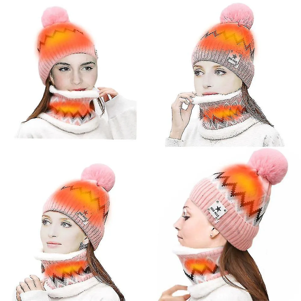 Gorro calefactado y juego de bufanda infinita 2 en 1 Usb recargable moda eléctrica sombrero cálido calentador de cuello para el 
