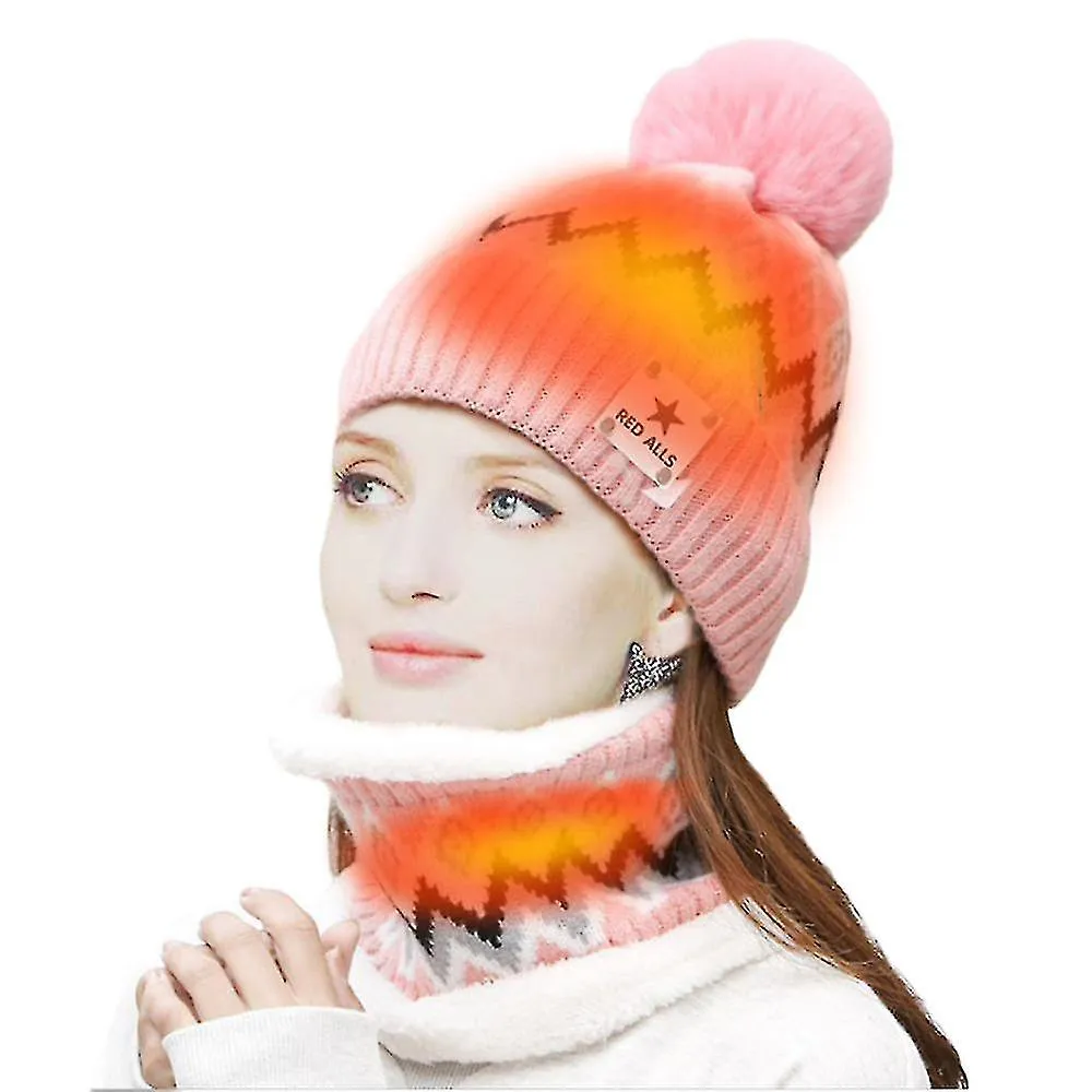 Gorro calefactado y juego de bufanda infinita 2 en 1 Usb recargable moda eléctrica sombrero cálido calentador de cuello para el 