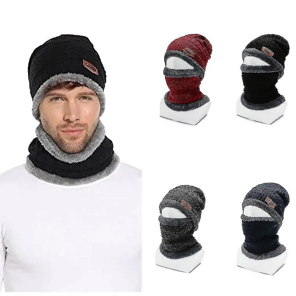 Gorro de invierno Sombrero de bufanda Set de punto cálido Sombrero de punto grueso Forro polar gorra de invierno forrada