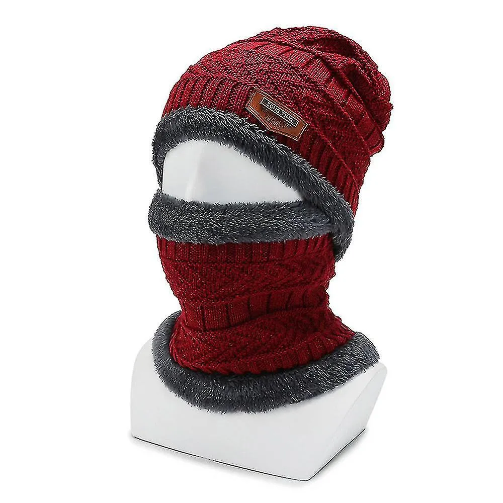 Gorro de invierno Sombrero de bufanda Set de punto cálido Sombrero de punto grueso Forro polar gorra de invierno forrada