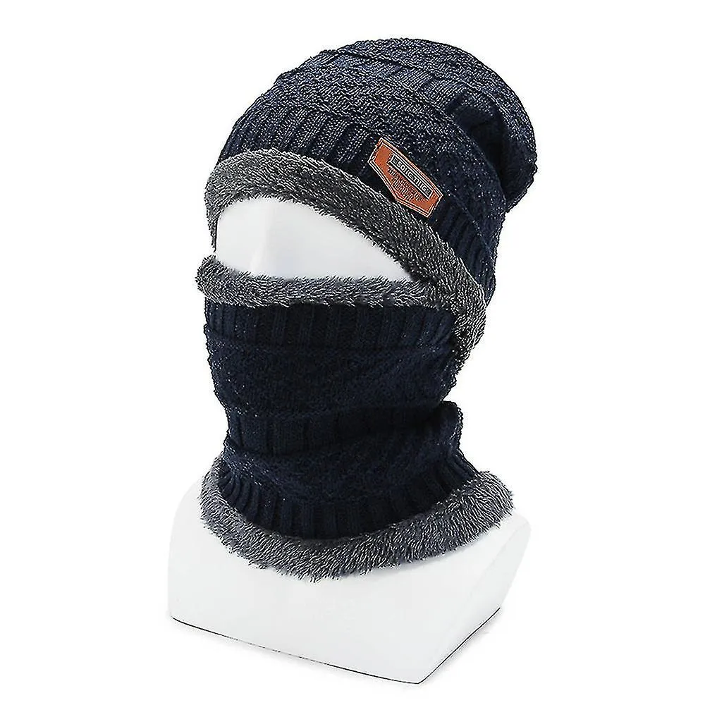 Gorro de invierno Sombrero de bufanda Set de punto cálido Sombrero de punto grueso Forro polar gorra de invierno forrada