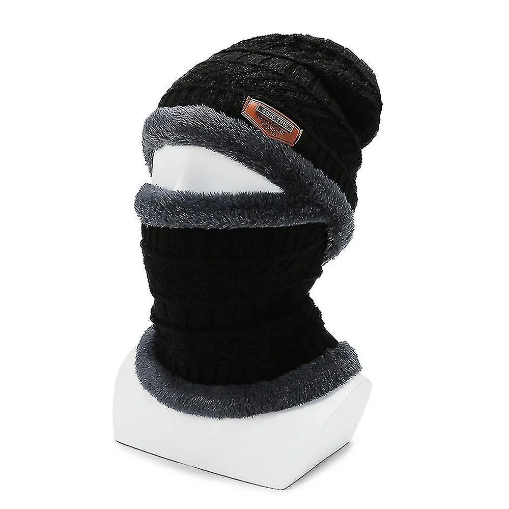 Gorro de invierno Sombrero de bufanda Set de punto cálido Sombrero de punto grueso Forro polar gorra de invierno forrada