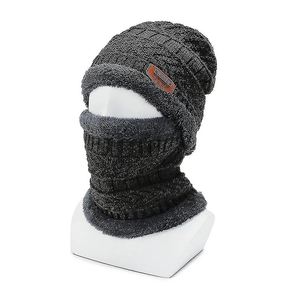 Gorro de invierno Sombrero de bufanda Set de punto cálido Sombrero de punto grueso Forro polar gorra de invierno forrada
