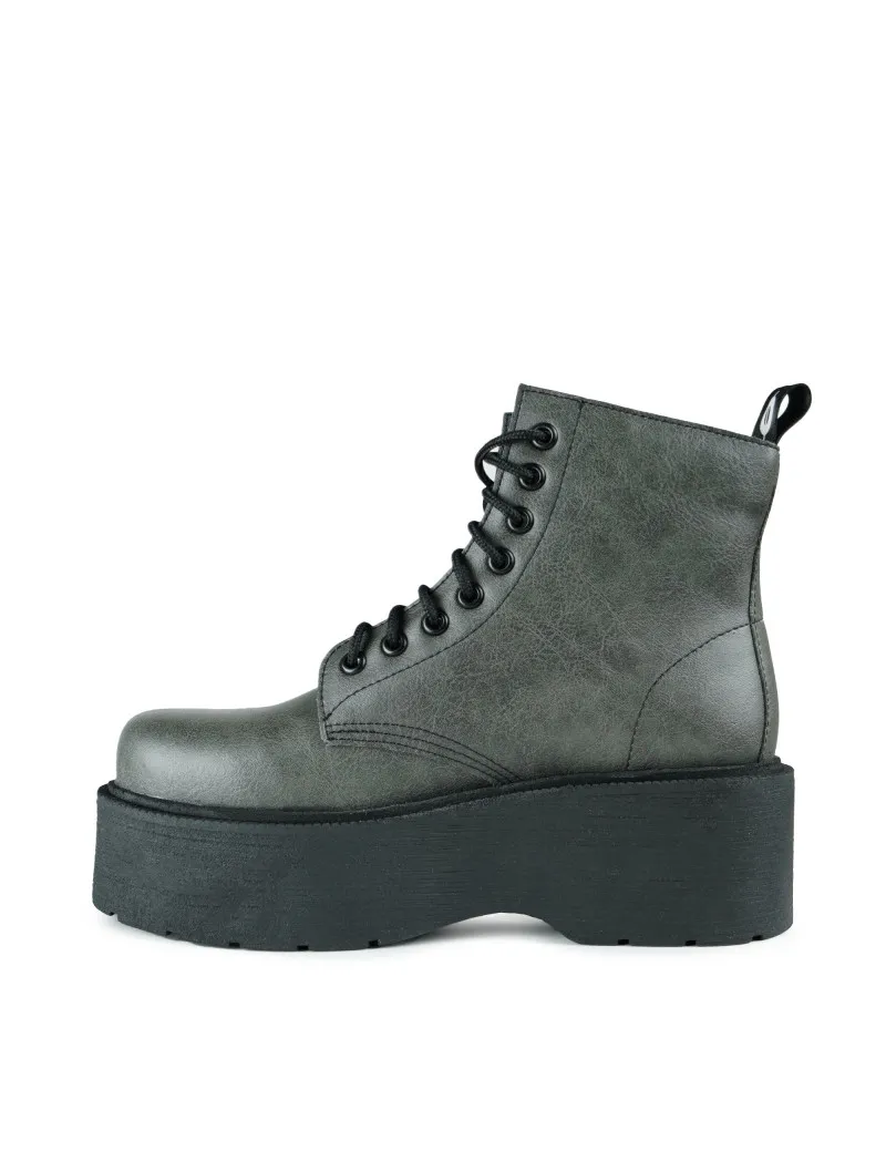 Grey ankle boots with high platform