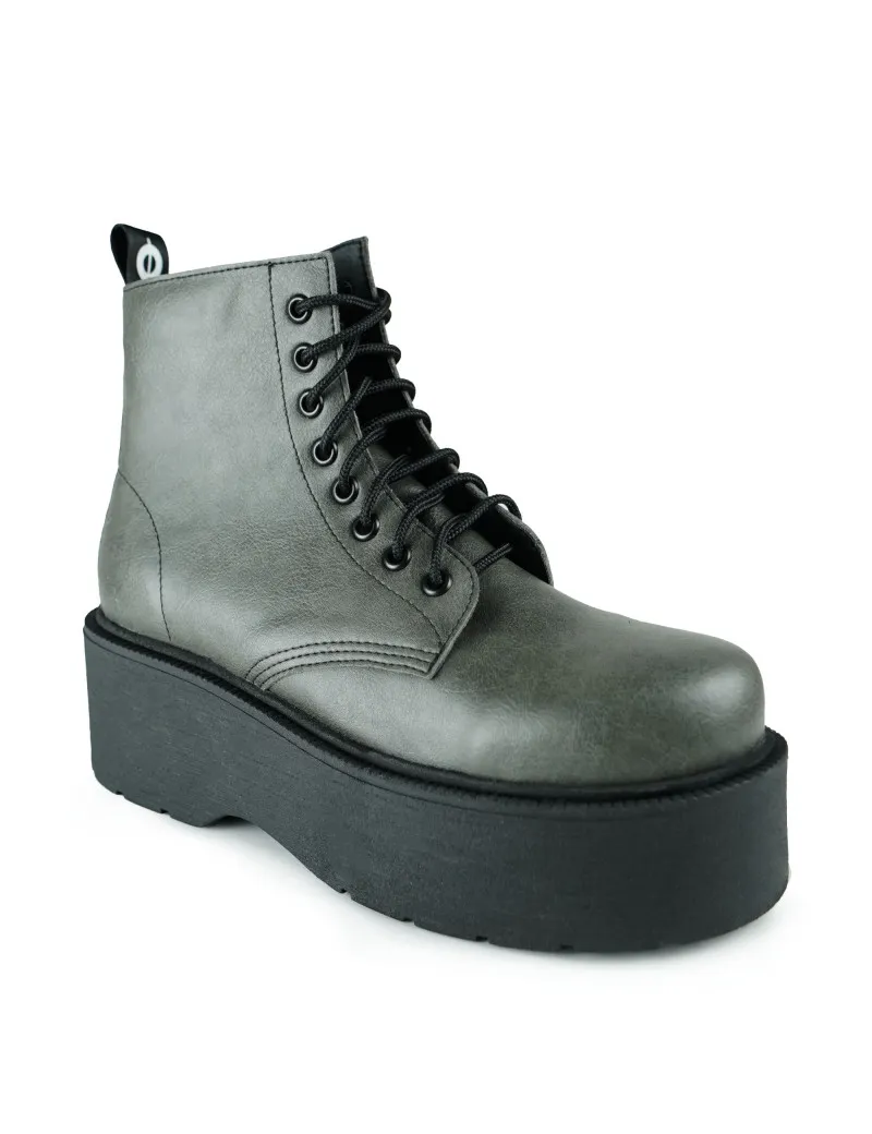 Grey ankle boots with high platform