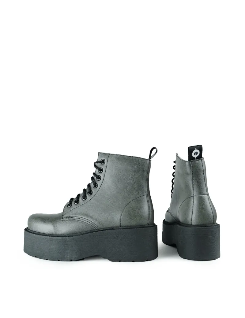 Grey ankle boots with high platform
