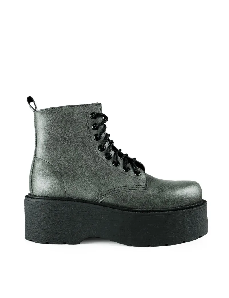 Grey ankle boots with high platform