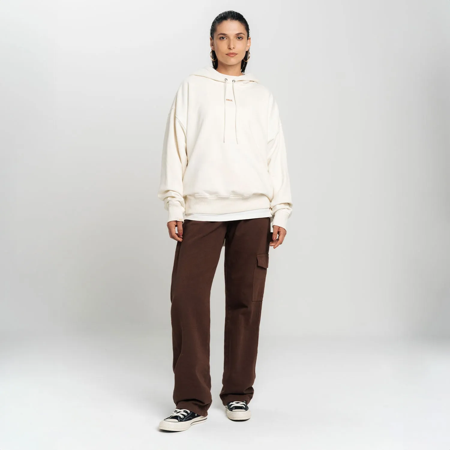 HOODIE SERIF LOGO  CREMA