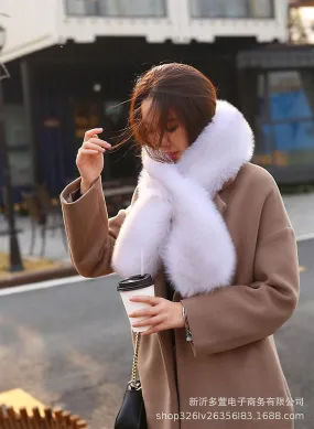 Imitación de invierno Cálida mujer Zorro Piel de conejo Piel Cruz Cuello de piel Versión coreana de cien bufandas Chal Bufanda d