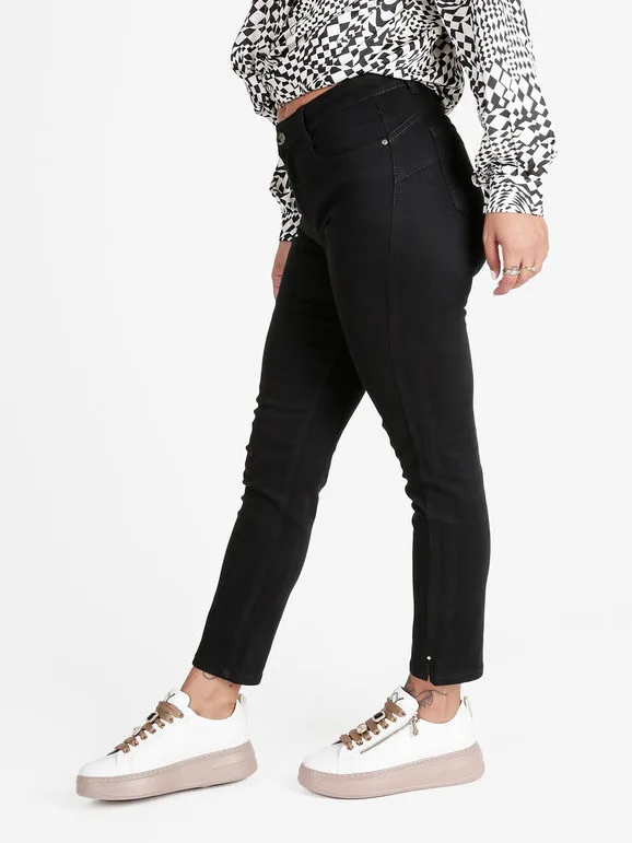 Max & Liu Pantalón de mujer regular fit con detalles de strass