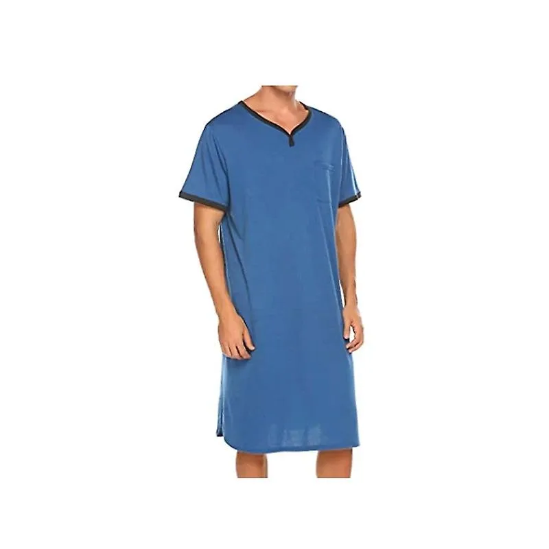 Men Nightshirt Loungewear Nightdress Plain Sleepwear