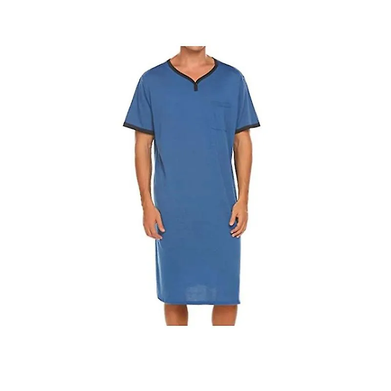 Men Nightshirt Loungewear Nightdress Plain Sleepwear