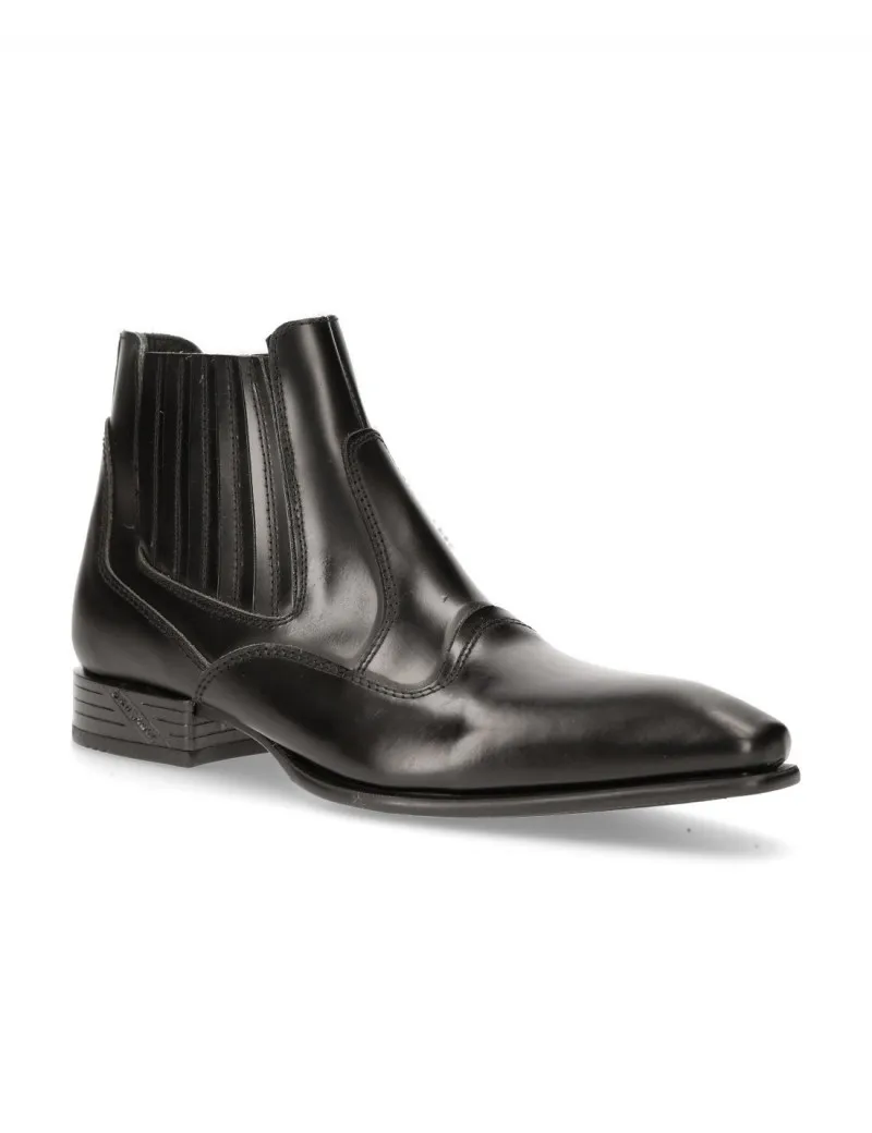 Men's leather black gum boots