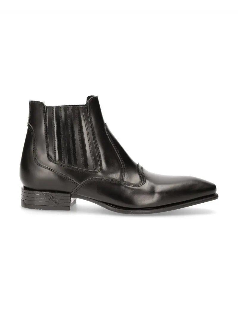 Men's leather black gum boots