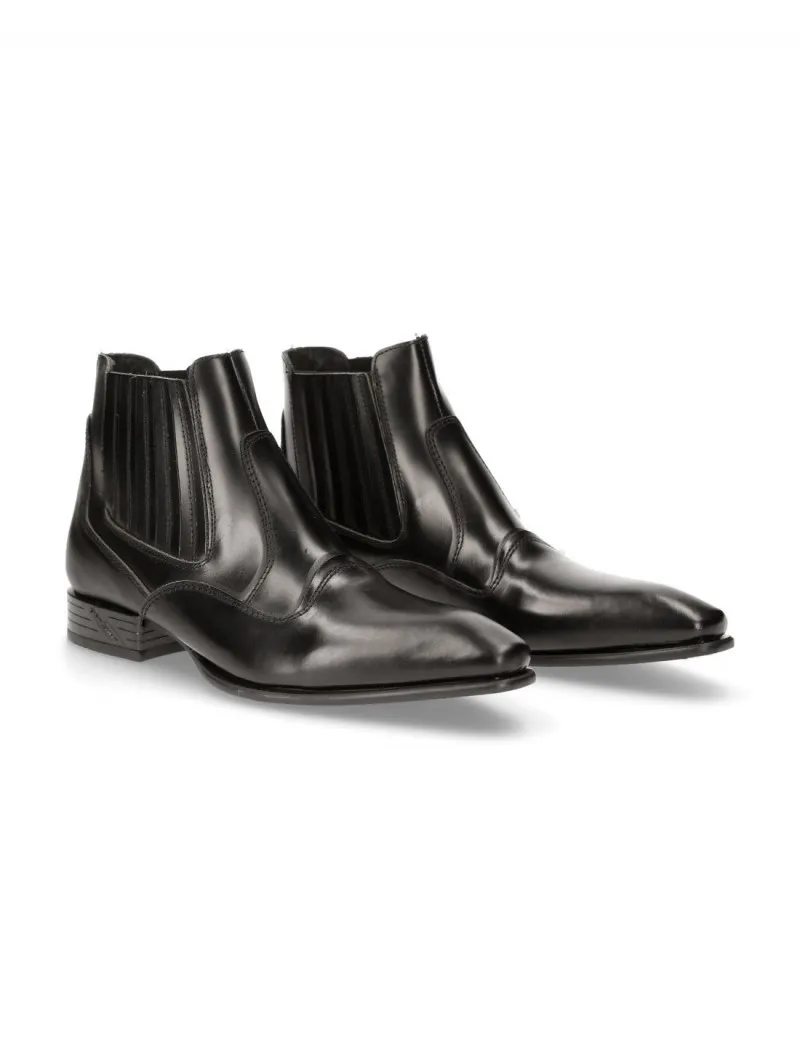 Men's leather black gum boots