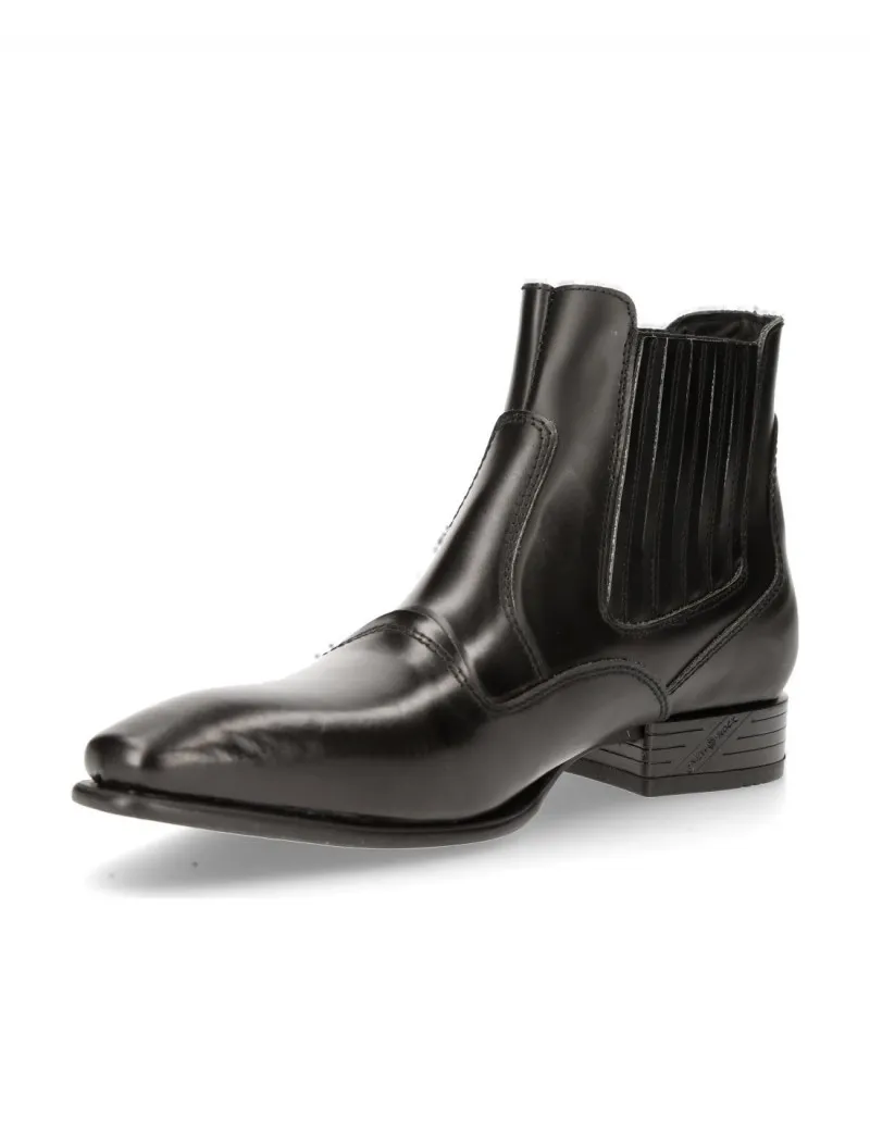 Men's leather black gum boots