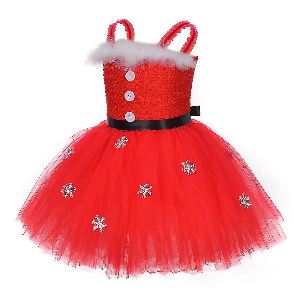 Navidad Niños Niñas Tul Sling Vestido Santa Hat Bufanda Set Trajes Fiesta de disfraces de Navidad Carnaval Conjuntos de vestidos