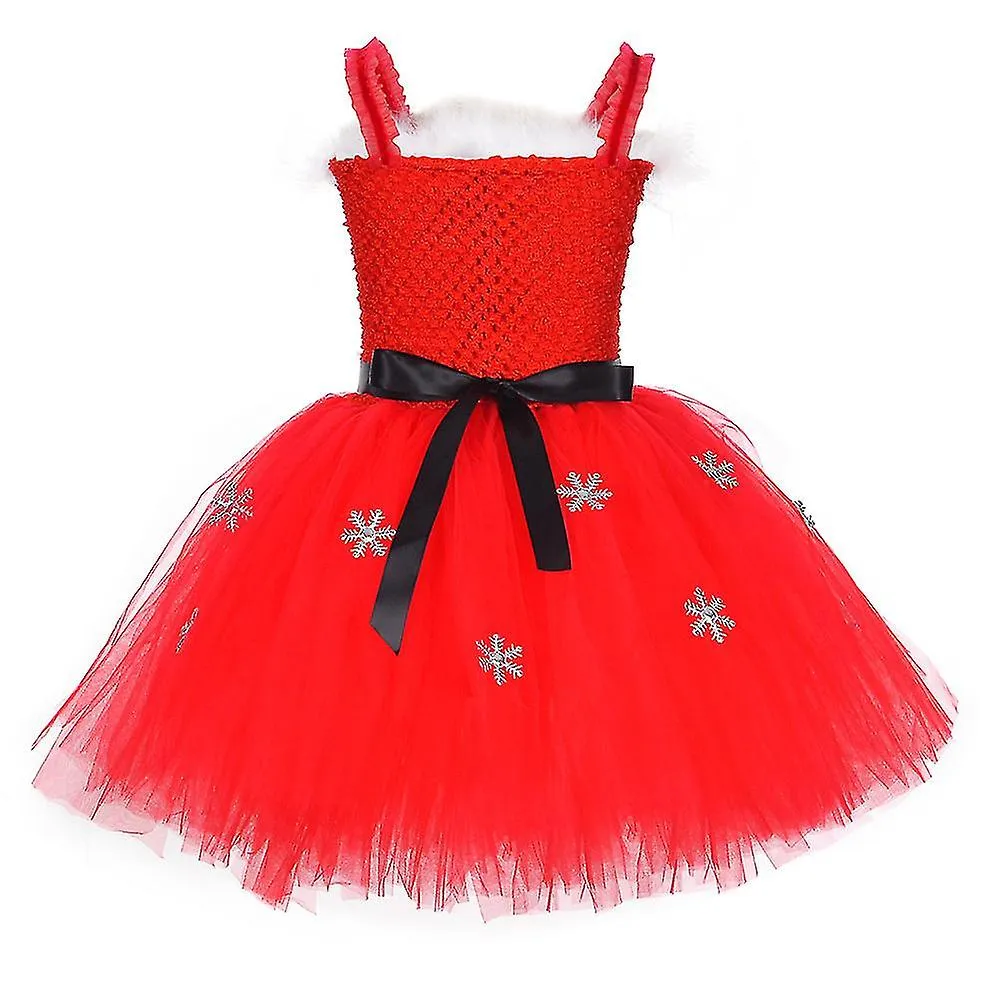 Navidad Niños Niñas Tul Sling Vestido Santa Hat Bufanda Set Trajes Fiesta de disfraces de Navidad Carnaval Conjuntos de vestidos