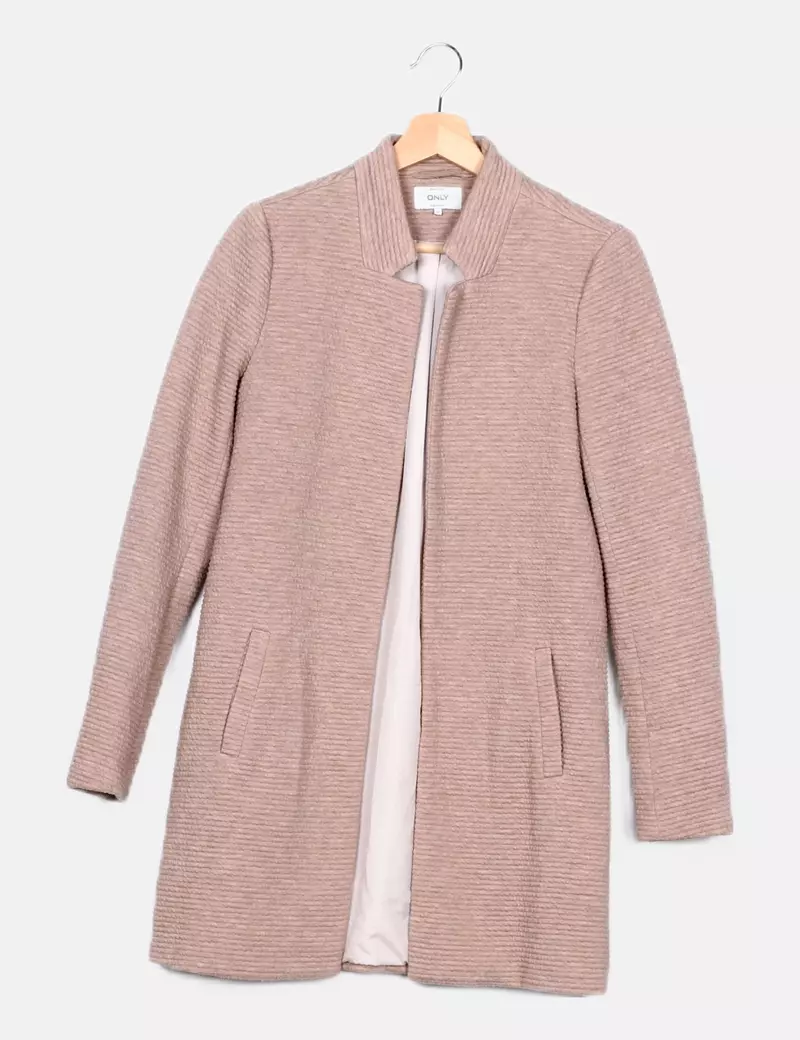 ONLY Abrigo beige texturizado