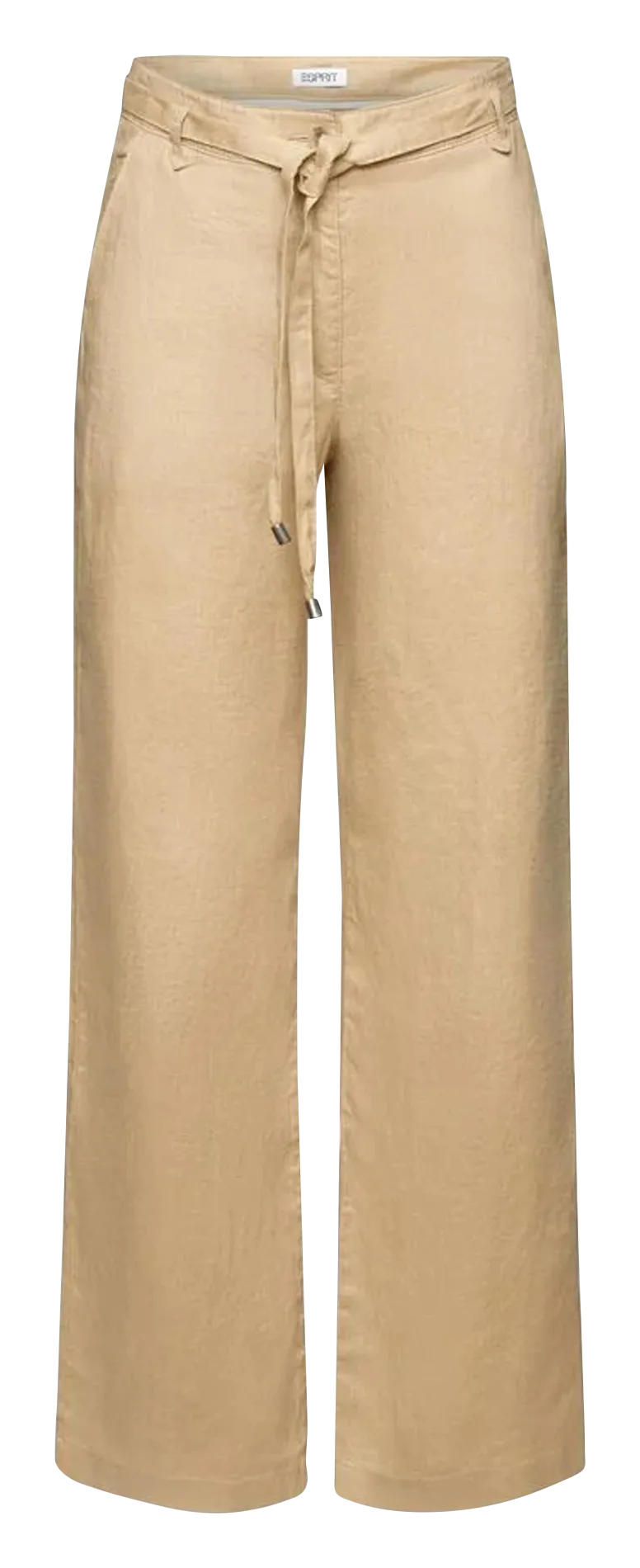 Pantalón ancho de lino en beige