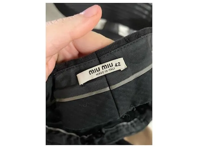 Pantalón Miu Miu de talle bajo en algodón negro 