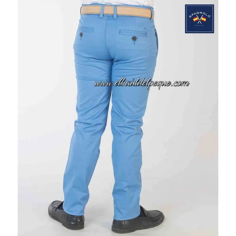 Pantalón Niño Chino Gabardina Azul Ducados Spagnolo