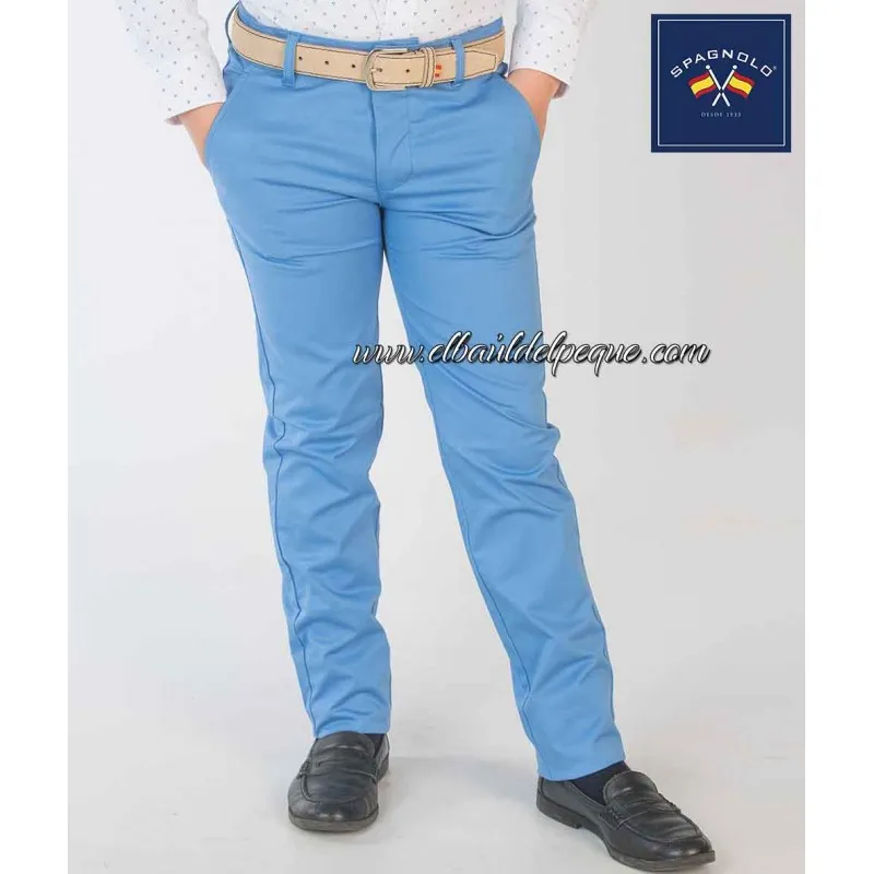 Pantalón Niño Chino Gabardina Azul Ducados Spagnolo