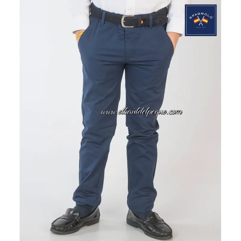 Pantalón Niño Chino Gabardina Marino Spagnolo
