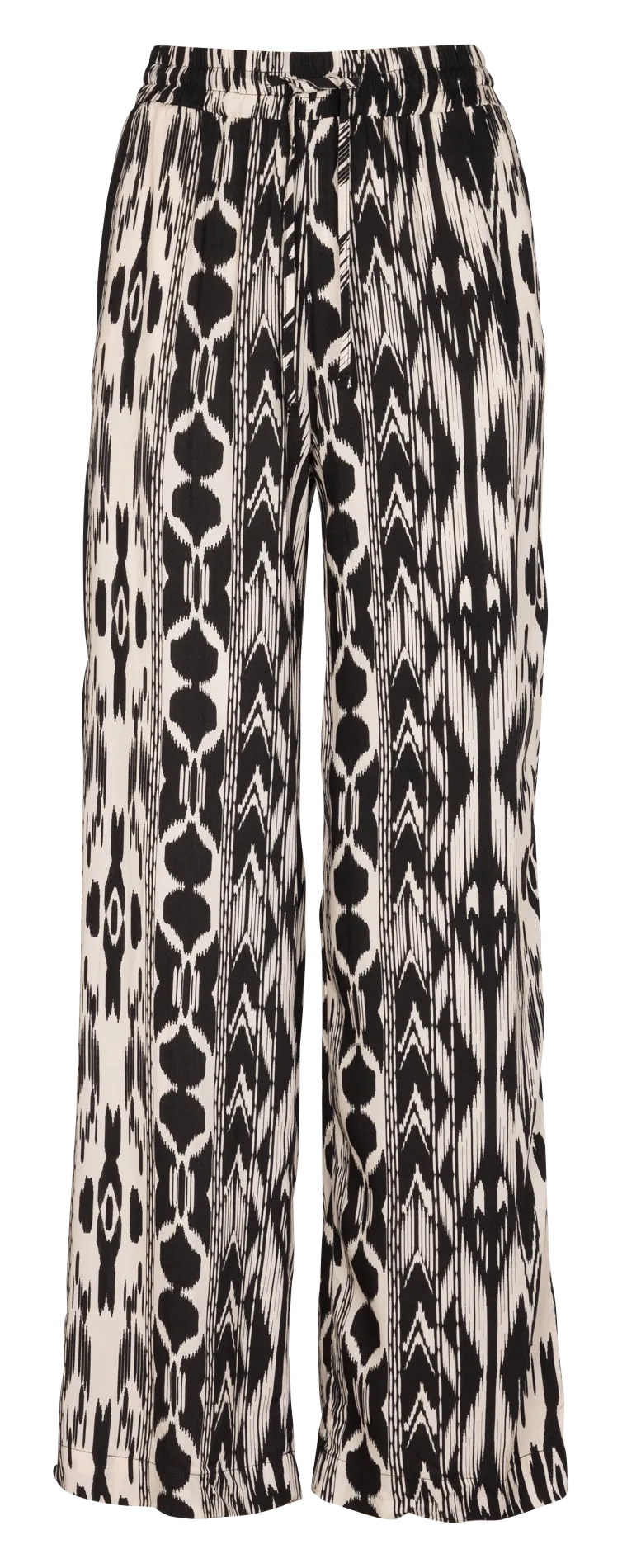Pantalón recto estampado de talle alto en negro