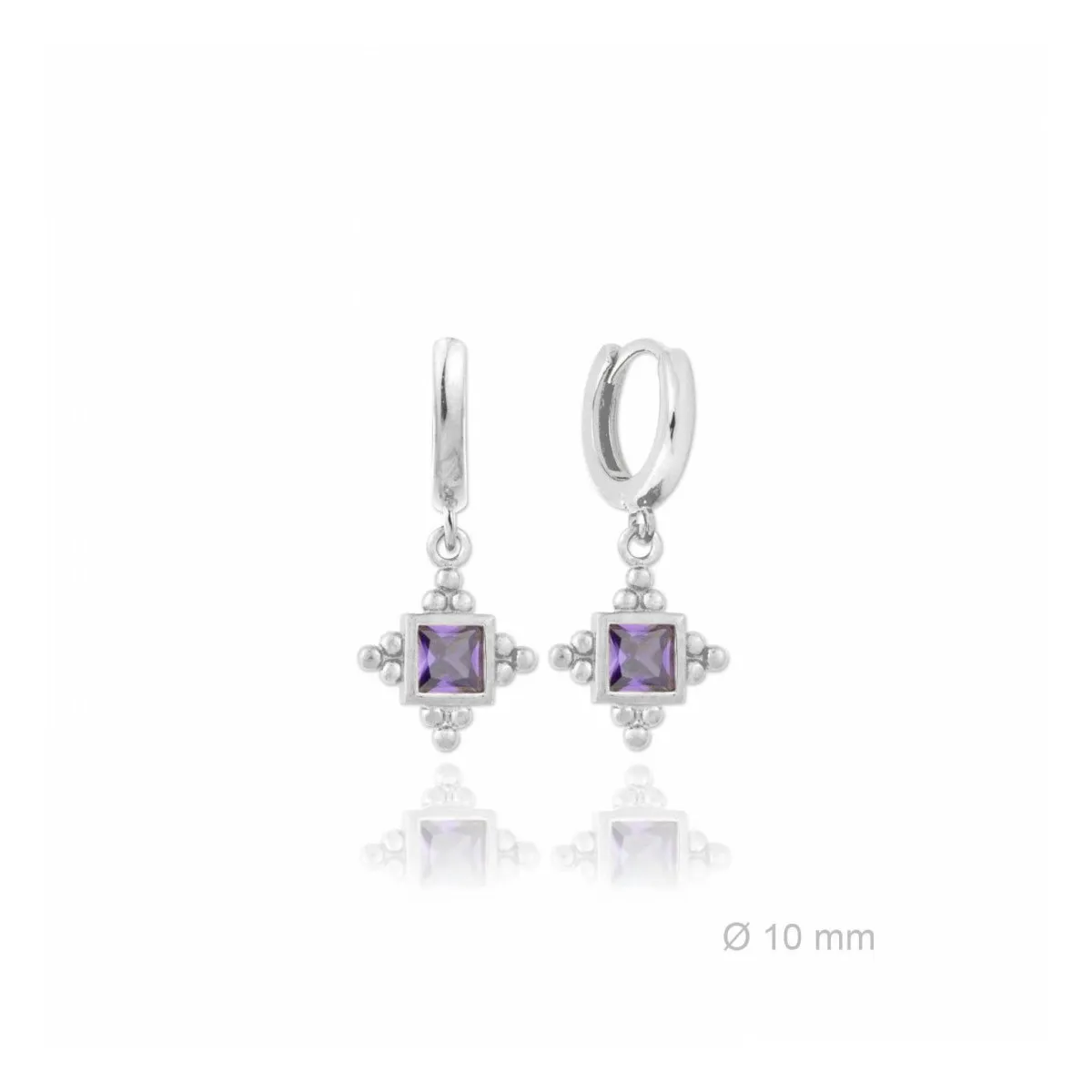 PENDIENTES AROS PLATA VINTAGE AMATISTA  JOYAS DE IRENE